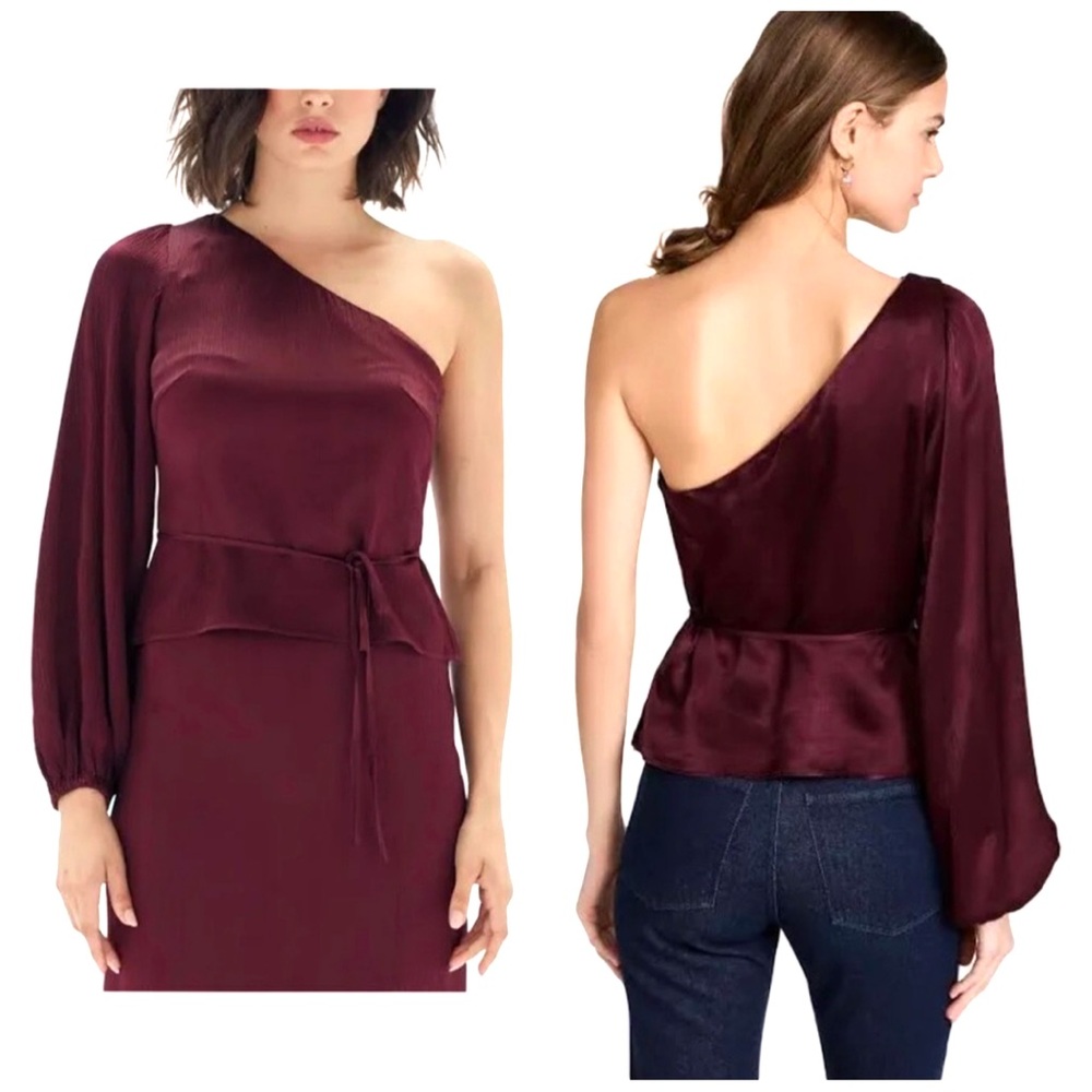 REVOLVE MINKPINK ONE SHOULDER TOP BURGUNDY WINE RED FALL HOLIDAY ELEGANT NEW